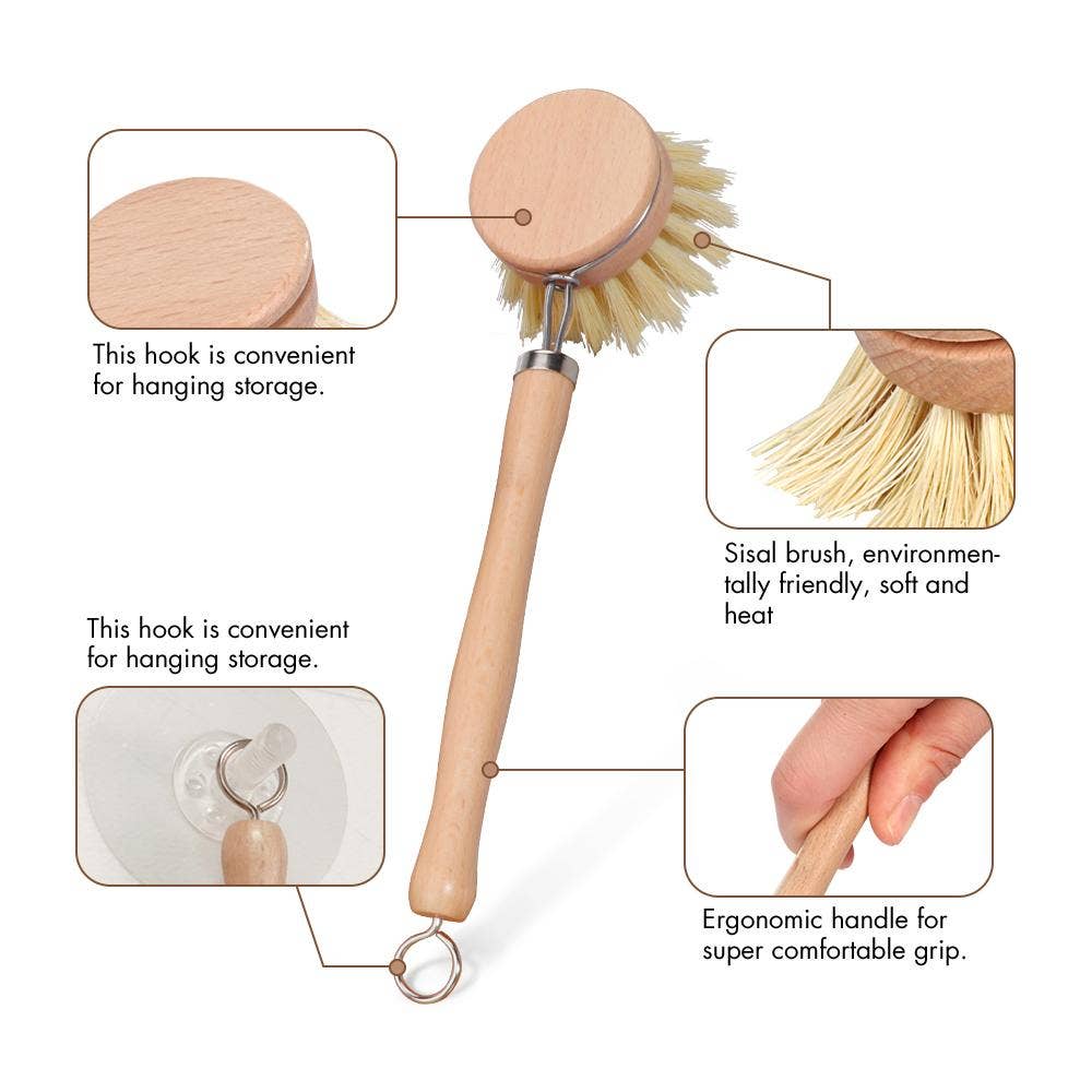 Natural Fibre Dishwashing Brush with replaceable head