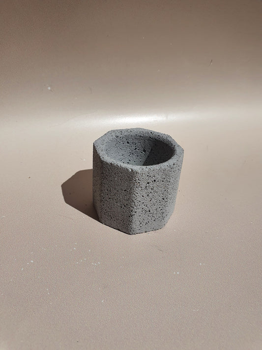 Grey Mini Pot/Tealight vessel- black/silver granite
