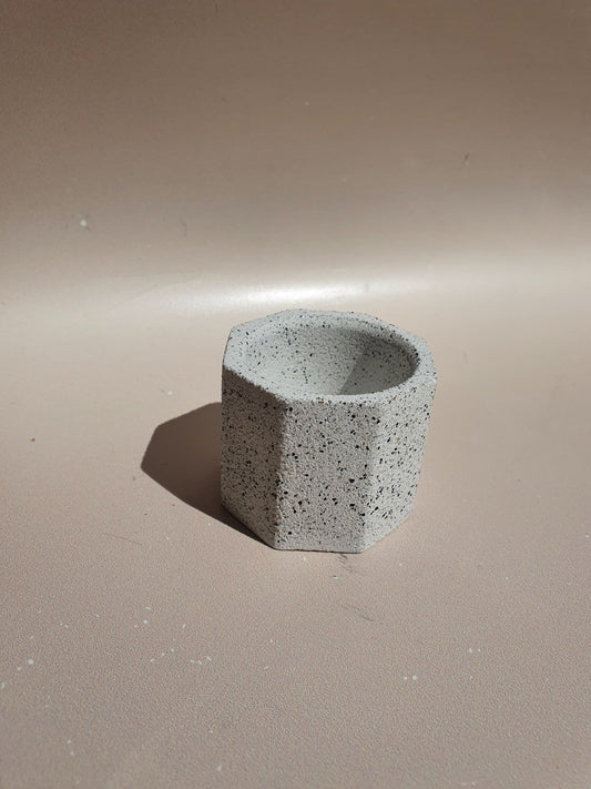 Mini Pot/Tealight vessel- black/silver granite